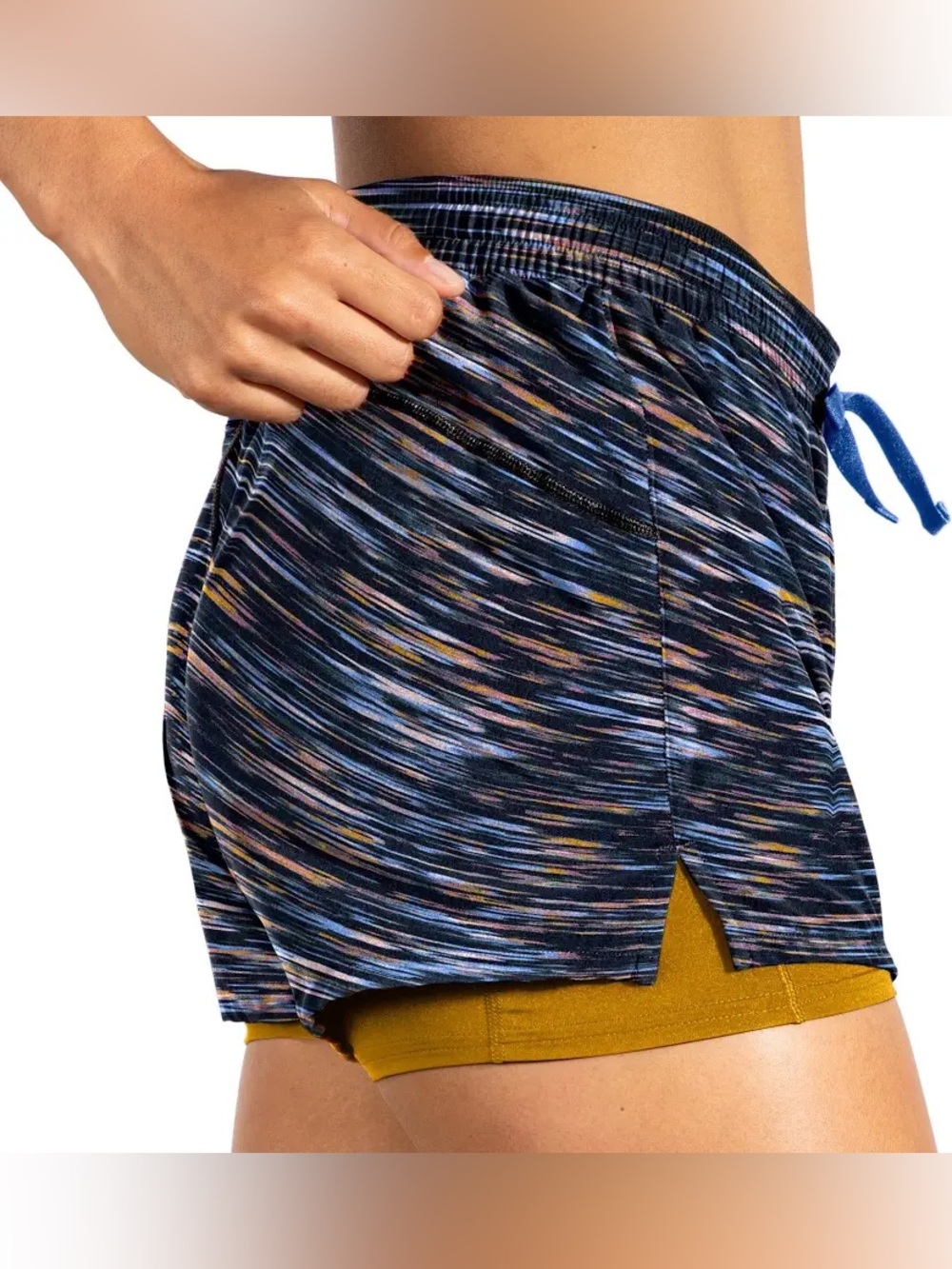 Brooks Moment 2-in-1 5” Shorts in Sundial Velocity Print XXL